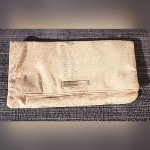 BCBGeneration salmon coral pink shine rectangle magnetic clutch handbag